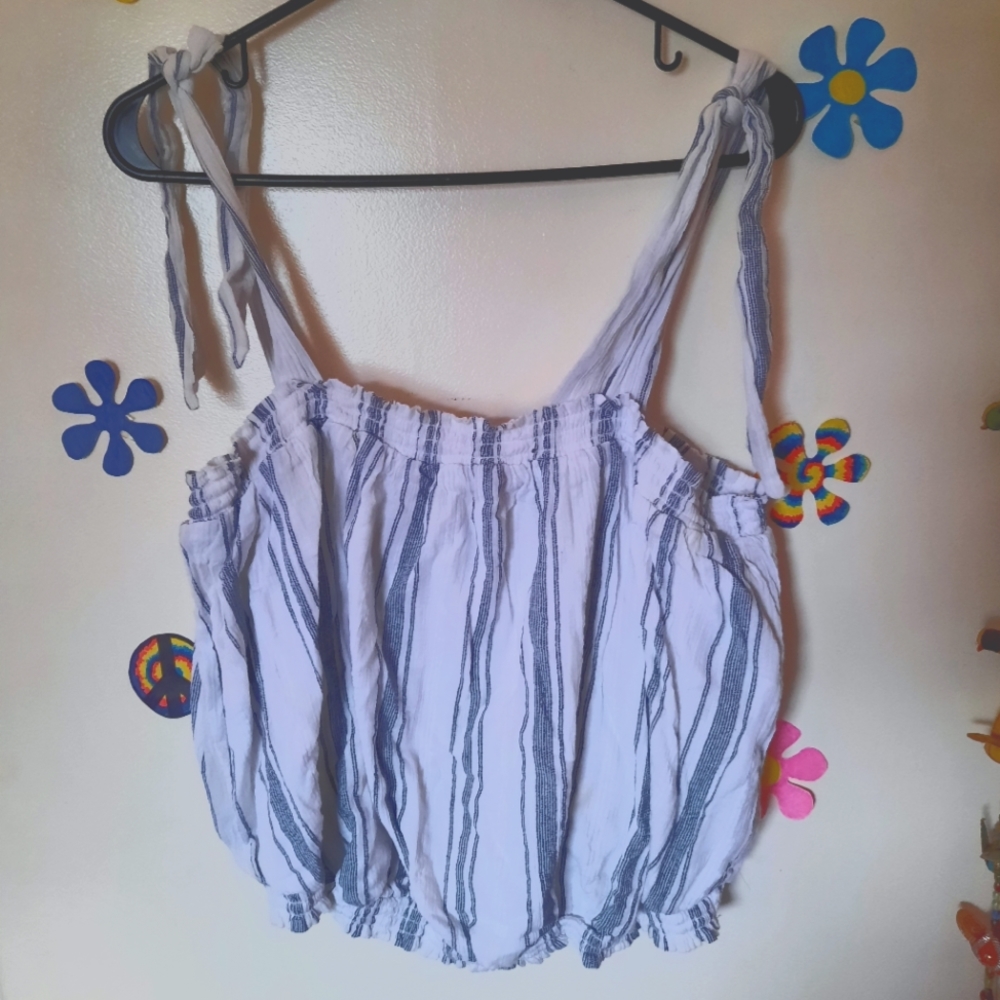 Universal Thread blue and white stripe crop tank top